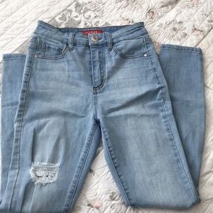 Guess Simmone High Rise Light Washed Destroyed Skinny Jeans